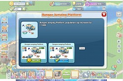 Construction of Bungee Jumping Platform, with Population Cap of 11,800, * Cost : 889,000 gold coins, or 3 Megabucks.