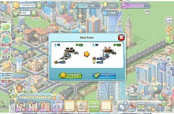 Construction of Solar Farm with * Population Cap of 14,250, * Electric Per Output : 1,000,  * Cost : 220,000 gold coins or 3 Megabucks.